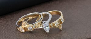 The Goldsmithy 9ct Yellow Gold and Platinum multi Diamond Engagement and Eternity Ring